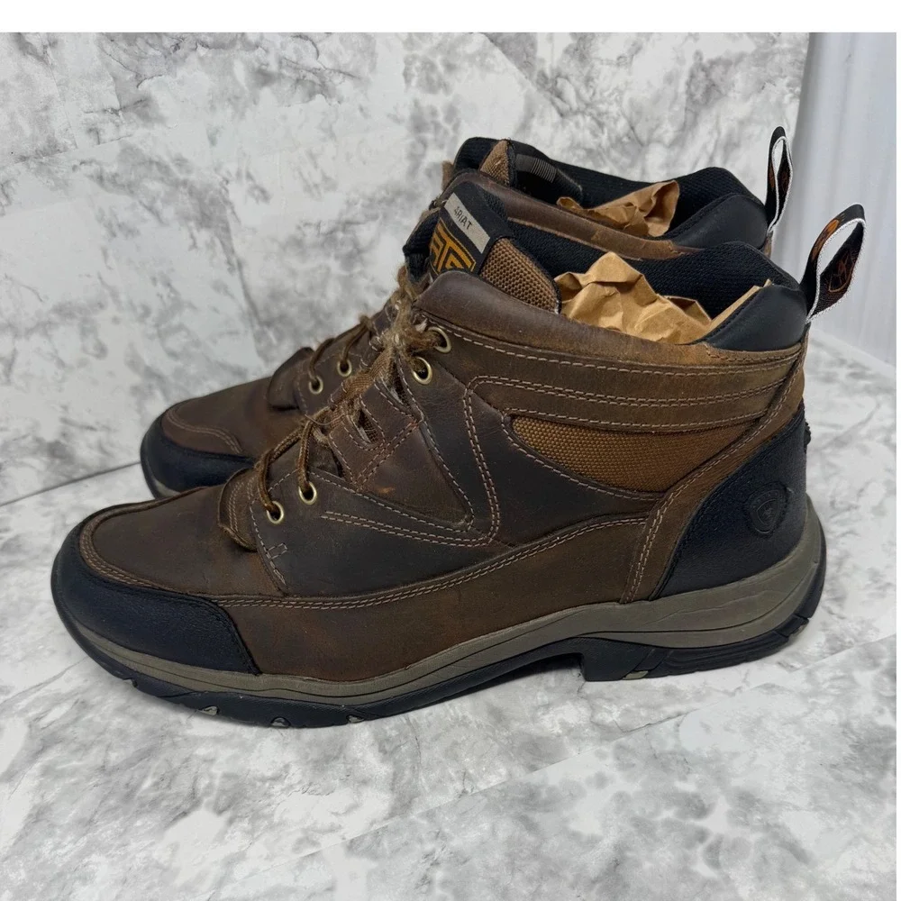 Ariat ATS Technology  Brown Leather‎ Work Boots Mid Top Lace Up Hiking Shoes 13D